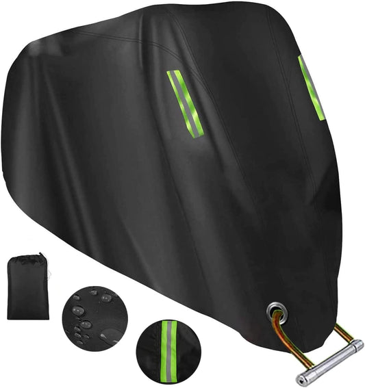 Four Seasons Motorcycle Hood,Universal Weather Quality Waterproof and Sun Protection Outdoor Protection Scooter Sunshade Tear-Proof Night Reflective Keyhole Storage Bag Suitable for Maximum 97 Inch Motorcycle